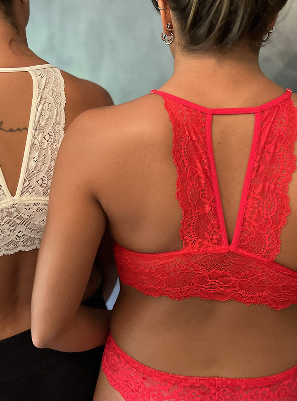 Bralette Margarita de Encaje con Copas Rojo