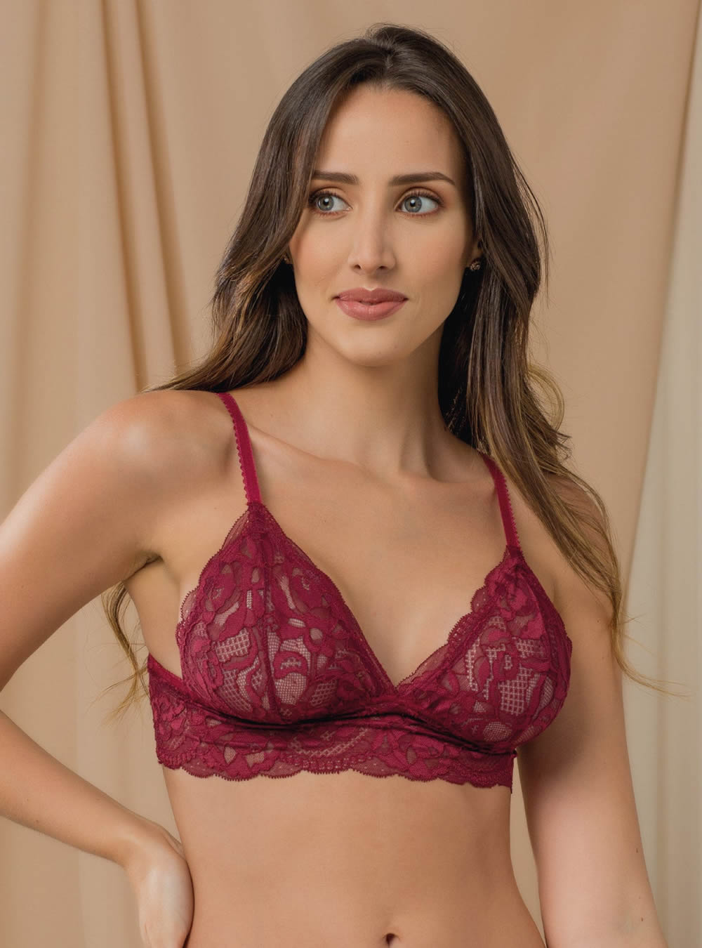 Bralette Lirio de Encaje 1001 Vino