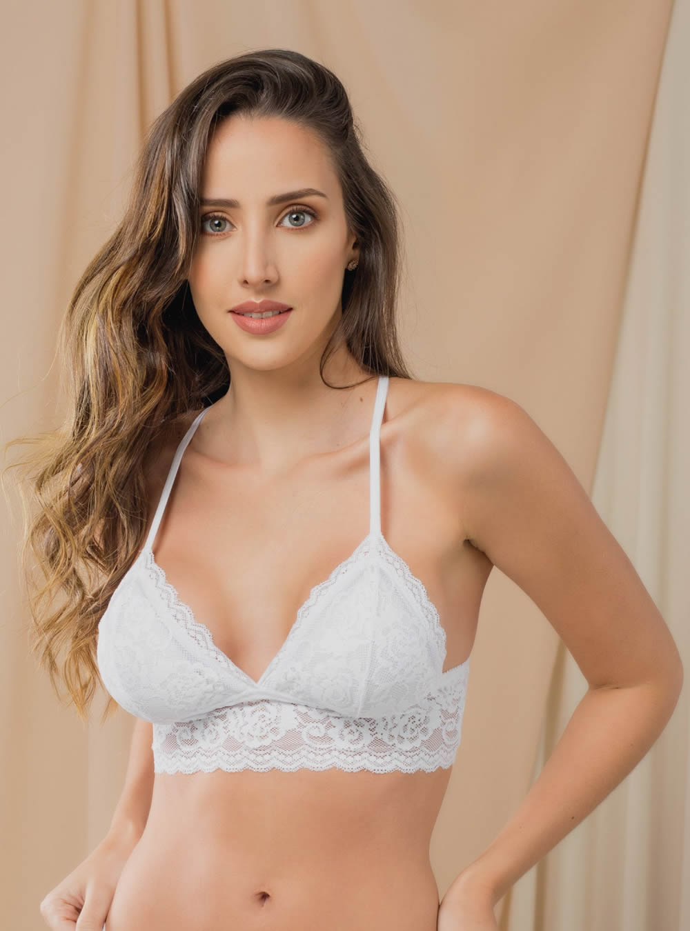 Bralette Margarita de Encaje con Copas Blanco