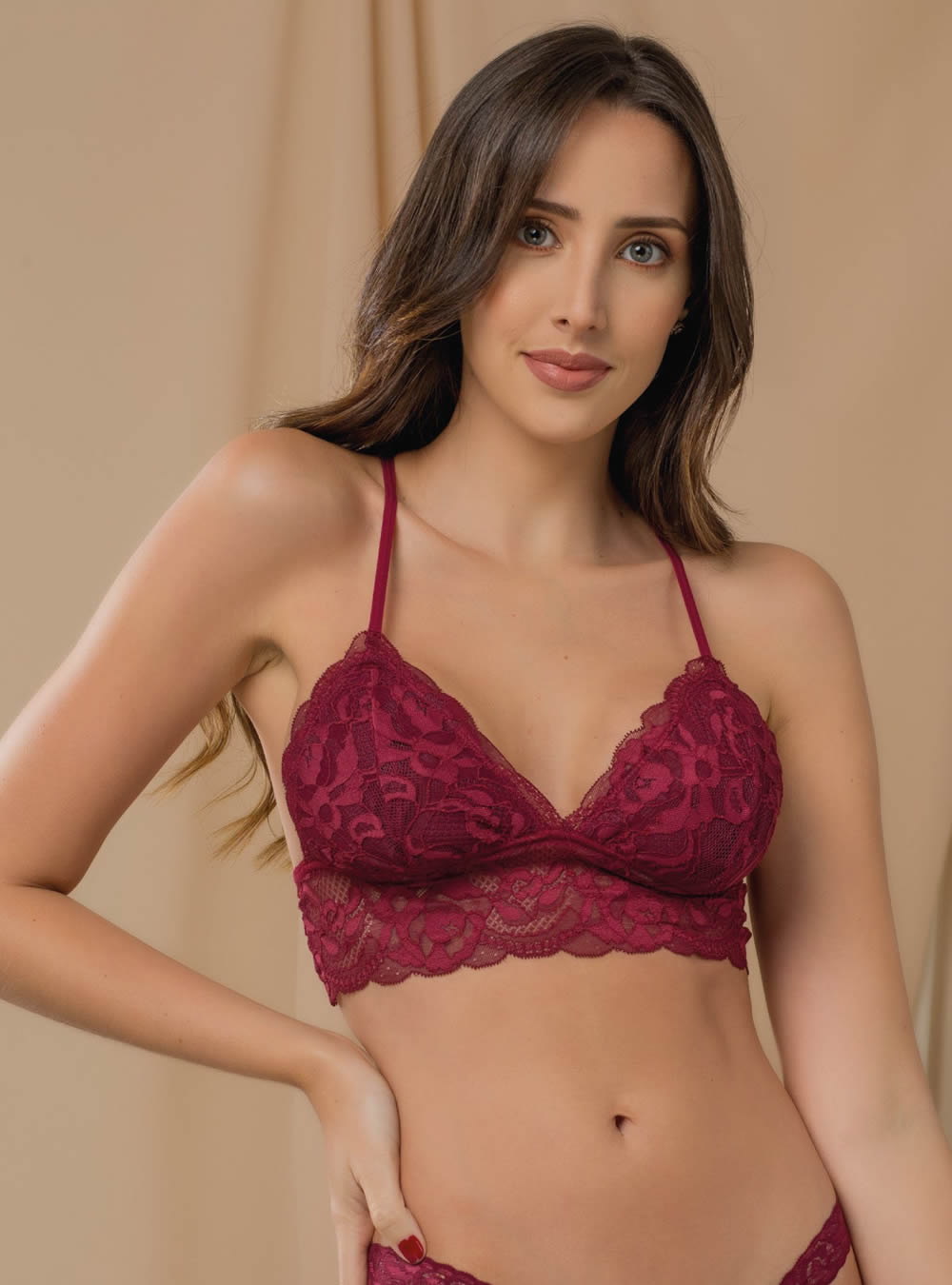 Bralette Margarita de Encaje con Copas Vino